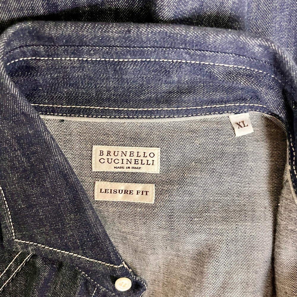Brunello Cucinelli Men's Blue Jean Shirt. Size XL (but fits like a L).